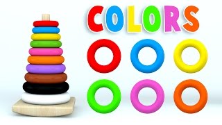 Learn Colors with Color Stack Rings and More Colours Videos for Children [upl. by Shanon]