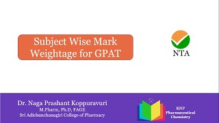 GPAT Subject Wise Marks Distribution [upl. by Yelloh459]