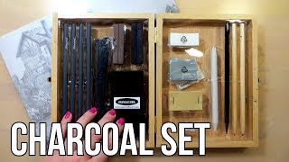 Unboxing Charcoal Drawing Set  Lidl Art Supplies [upl. by Erolyat]