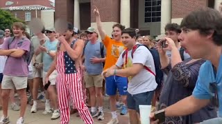 Ole Miss counterprotester appears to make monkey noises at Black woman [upl. by Domph]