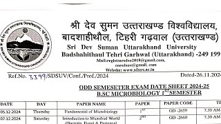 BSC MICROBIOLOGY ODD SEM EXAM DATE SHEET ANNOUNCEMENT BY SRI DEV SUMAN UTTRAKHAND UNIVERSITY [upl. by Margie]