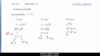 Matematika 8  kvadratna jednadžba  kako je rješiti  ponuđena tri načina zbirka [upl. by Okir]