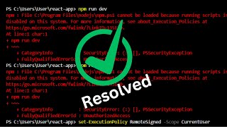 Easy Trick on How To Fix Error PS1 Can Not Be Loaded Because Running Scripts Is Disabled Resolved [upl. by Madea]