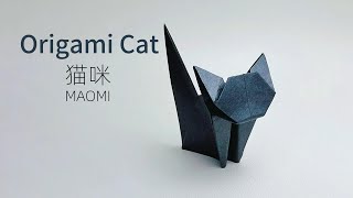 Origami Black Cat 動物折り紙 [upl. by Dnomso]