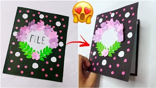 How to make handmade BEAUTIFUL BOOKLET for school projectstaple FREE BOOKLET With Design ideas [upl. by Baalman254]