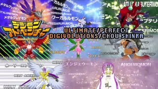 Digimon Adventure PSP  All UltimatePerfect DigivolvesChou Shinka [upl. by Llenart]