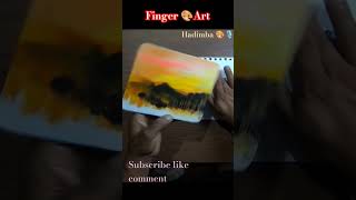 Finger CreativityEasy sunset viral shortvideo FingerPainting thinkspacegallery [upl. by Datha]