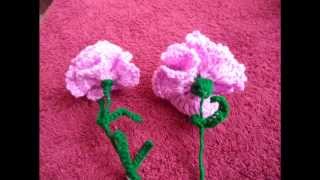 Crochet Carnation Flower Type 1 Tutorial [upl. by Eenhat]