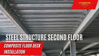 Steel Structure Second Floor Composite Floor Deck Installation  Metal Decking Supplier [upl. by Dnumde265]