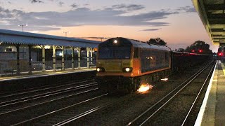 HD GBRf 92032 sparks through Paddock Wood with brand new wagons in tow  29721 [upl. by Canotas]