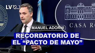 Manuel Adorni recordó los 10 puntos del quotPacto de Mayoquot [upl. by Anigroeg652]