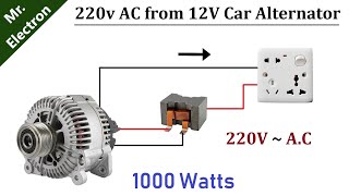 220v AC from 12v 90 Amps Car Alternator 1000W DIY [upl. by Milton]