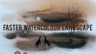 Faster watercolour landscapeWatercolour landscape fasterdasart [upl. by Trahurn707]