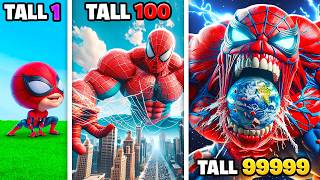 Shortest To TALLEST SPIDERMAN In GTA 5 [upl. by Nylloh]