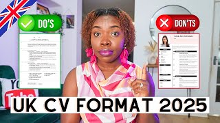 How To Write A CV In UK Format 2024  FREE UK CV Template  Checklist [upl. by Nykal]