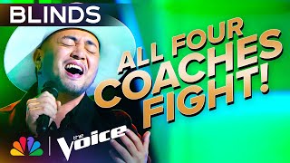 Sofronio Vasquezs Dazzling Voice Gets an INSTANT FourChair Turn  The Voice Blind Auditions  NBC [upl. by Ennahs]