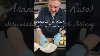 ShortsGastrobackRezept Arancini di Riso mit SchwarzkohlKochwurstFüllung für Cornelia Poletto [upl. by Akirdna]