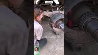 This girl fixes the brakes on her excavator or truck in no time with shortsfeed mechanical ideas [upl. by Ymerrej]