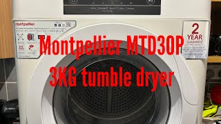 Montpellier MTD30P 3KG tumble dryer overview [upl. by Yleak]