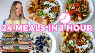 Meal Prep 24 Healthy Meals in 1 Hour Breakfast Lunch amp Dinner for 4 days for 2 people [upl. by Aitsirk]