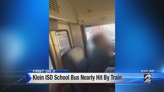 Klein ISD school bus nearly hit by train [upl. by Doowron]