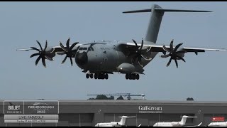 Farnborough International Airshow Arrivals fia2022 Part 2 RAF A400M [upl. by Ainer]