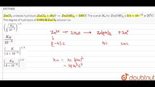 ZnCl2 undeoes hydrolysis ZnCl2  H2O hArr ZnOH2  2HCl [upl. by Stead]