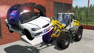 Angry Farmers vs Police 4  BeamNGdrive [upl. by Enirtak]