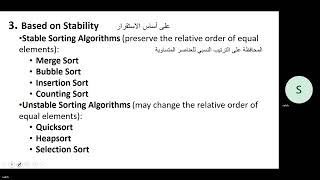 Classify and compare the following sorting algorithms based on different criterias [upl. by Neelat]