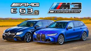 BMW M3 Touring v AMG E63 S Estate DRAG RACE [upl. by Anrol250]