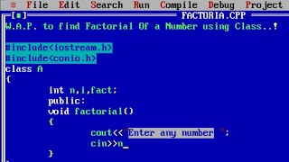 C program to calculate Factorial of a number using class  Factorial number program in c [upl. by Jocelin]