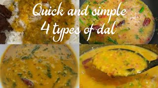 Quick and simple 4 types of Dal  Easy Dal recipes  Banglorefooddiaries [upl. by Adair]