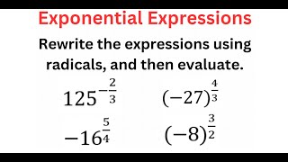 Rewrite EXPONENTIAL Expressions Using RADICALS amp Then Evaluate Them [upl. by Lleynad]