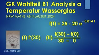 GK Prüfungsteil B1 Analysis Mathe Abi Klausur NRW 2024 Aufgabe a Wasserglas [upl. by Odraleba]