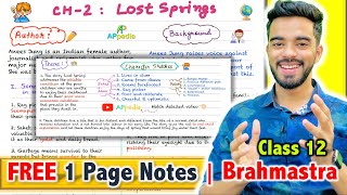 Lost Springs  Flamingo  CH  2  FREE 1 Page Notes  PYQ Sample Paper Questions 2024🇮🇳 [upl. by Tterrag]