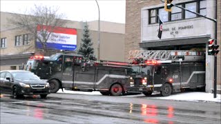 BLACK MONTREAL FIRE TRUCKS RESPOND FROM STATION 49 [upl. by Acinad]