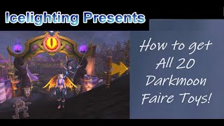 All 20 Darkmoon Faire Toys  How you get them and What they all do  Vendors  Quest  Achievement [upl. by Jacobba]