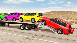 Flatbed Truck Mcqueen  Transportation with Truck  Pothole vs Car 207  BeamNGDrive [upl. by Pacifa341]