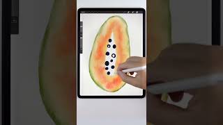 Easy watercolor papaya tutorial in Procreate Watercolor painting Procreate tutorial for beginners [upl. by Standish]