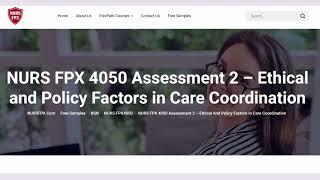 NURS FPX 4050 Assessment 2 – Ethical and Policy Factors in Care Coordination [upl. by Dolph]