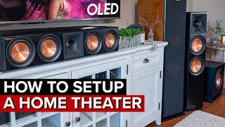 HOW TO Setup a 524 HOME THEATER Surround Sound Speaker System  Klipsch Reference Premiere II [upl. by Nauaj]