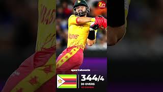 Zimbabwe Creates History in T20 cricket। 344 runs in 20 overs। cricket shorts [upl. by Atrebor]