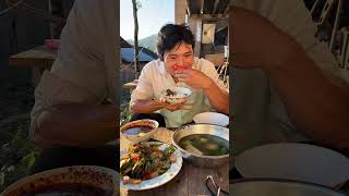 First time eating wolfberry leaf stewed tofu soup stirfried pork with peppers  mukbang video 🥗🍜 [upl. by Novert]