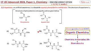 𝐐𝟑 Aspartame an artificial sweetener is a dipeptide aspartyl phenylalanine methyl ester The str [upl. by Nnylsoj]