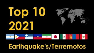 Top 10 Terremotos en el Mundo 2021  Top 10 World Earthquakes 2021 [upl. by Enneiluj898]