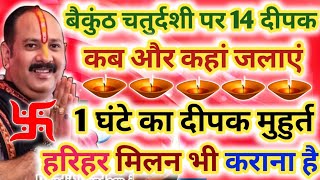 बैकुंठ चतुर्दशी पर 14 दीपक कहां जलाएं  हरिहर मिलन कब करें  baikunth chaturdashi pradeep mishra [upl. by Hannaj]