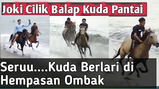 Ternyata Nonton Balap Kuda Joki Cilik di Pantai Lebih Seru Sambil mandi pantaiMadini Channel [upl. by Adniled]