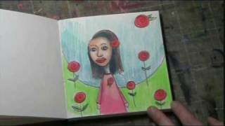 07 Bloknote TV  Girls amp Roses  Art Journaling Mixed Media Workshop [upl. by Folly]