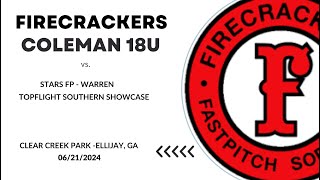 062124 Stars Fastpitch Warren vs Firecrackers Coleman G3 [upl. by Hultgren103]