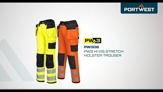 Portwest PW306  PW3 HiVis Stretch Holster Trouser  EN [upl. by Behah]